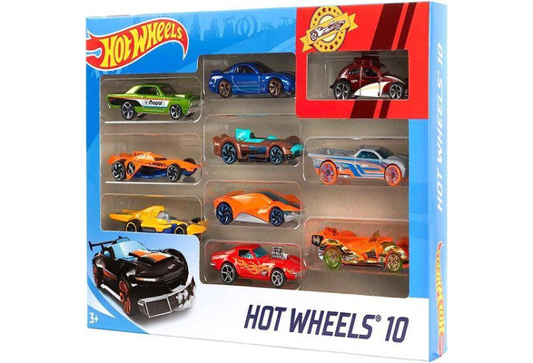 Hot Wheels Set of 10 Toy Cars & Trucks in 1:64 Scale, Race Cars, Semi,  Rescue or Construction Trucks (Styles May Vary)