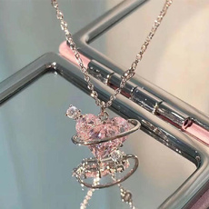 pink, Heart, Chain Necklace, Fashion