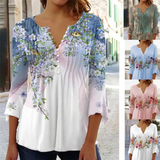 blouse, sleeve v-neck, Plus Size, Tops & Blouses