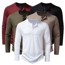 henleycollar, Fashion, Cotton T Shirt, Sleeve
