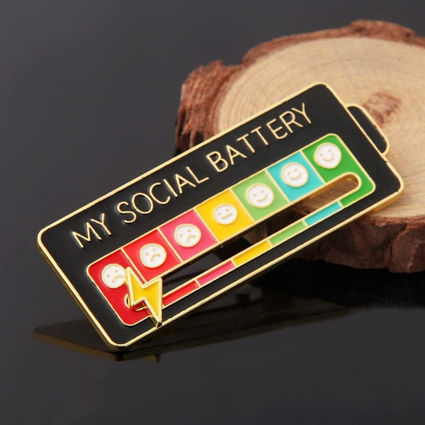 Social Battery Creative Lapel Pin,funny Mood Pin 7 Days A Week, Expression  Brooch, Introvert Gifts