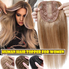 Marrón, topperhairextension, Medium, clip in hair extensions