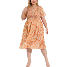 Plus Size, bohosummerspringleisurechiffon, ladyladiesgirlgirlswomanromantic, chiffonfloralmididres