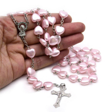 pink, catholic, rosary, Jewelry