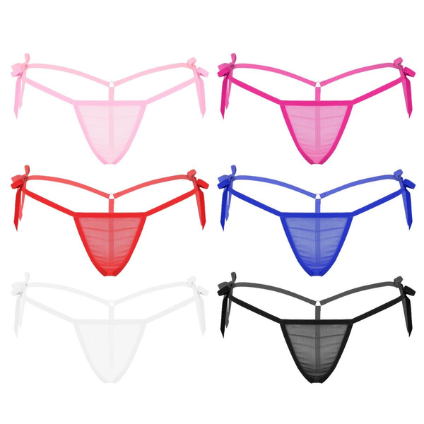 Women Sexy Brazilian Mesh Micro Thong Side Tie Mini Bikini Swimsuit G ...