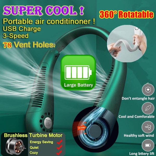 Portable Neck Fan, Hands Free Bladeless Fan, Wearable Personal Fan