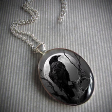 925 sterling silver necklace, birdnecklace, Goth, Fashion