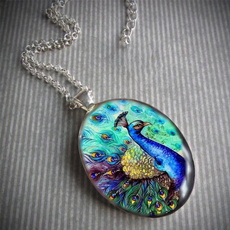 925 sterling silver necklace, peacock, party, Jewelry