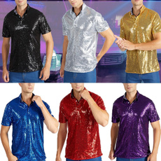 holidayshirt, nightclubdiscoshirt, partysequinedpoloshirt, Sleeve