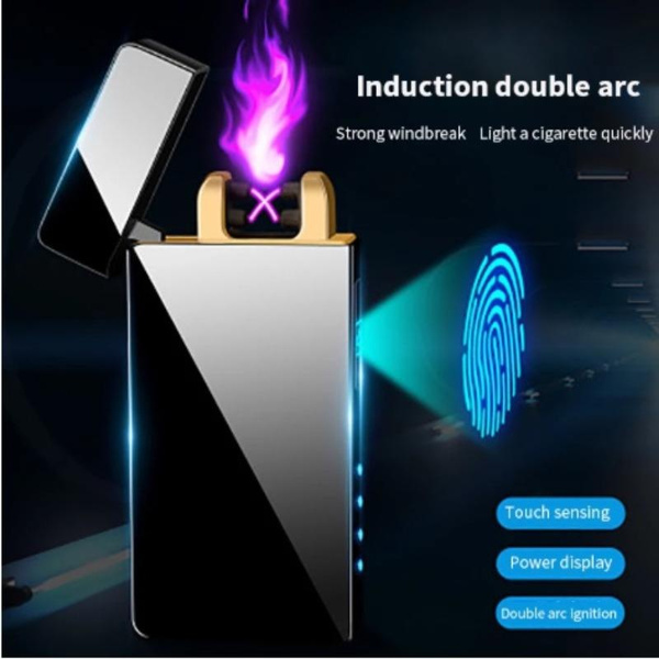 Windproof Electric Dual Arc Lighter USB Rechargeable Flameless Plasma Pulse Cigarette Lighter