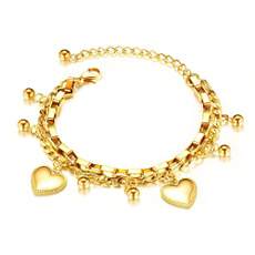 Charm Bracelet, Steel, Love, gold bracelet