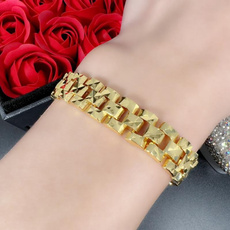 24kgold, Chain bracelet, Joyería de pavo reales, gold