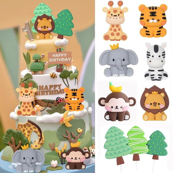 Safari animals edible cake toppers. Birthday cake decoration. Fondant  toppers | eBay