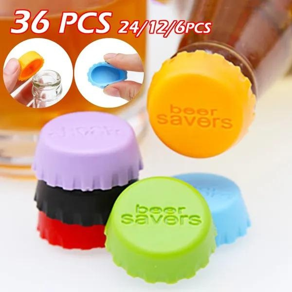 6/12/24/36PCS Reusable Silica Gel Bottle Cap Sealed Beer Cap Vinegar ...