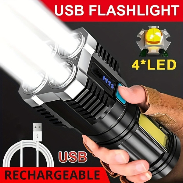 High Power LED Flashlights Camping Torch With 4 Lamp Beads And COB