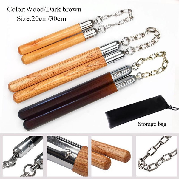 Solid Wood Selfdefense Nunchaku Martial Arts Training Performance Two