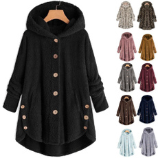 winterwarmoutwear, wintercasualloosehoodedcoat, Fleece, hooded