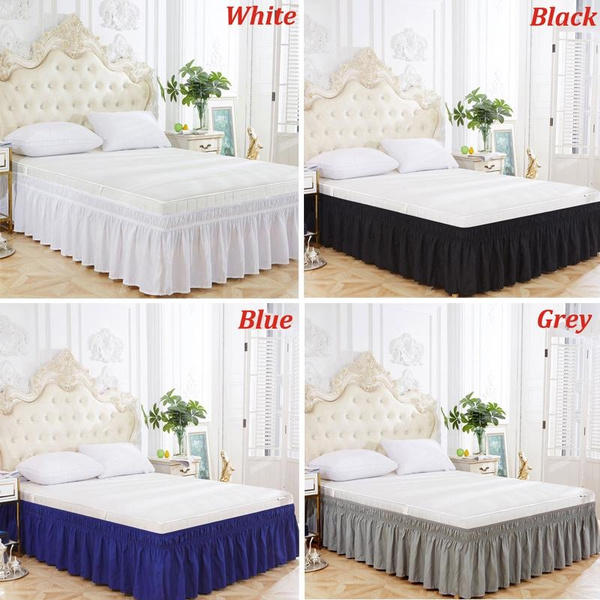 Solid Color Bed Skirts With 3 Wreadcrumbs Elastic Ruffles And 4 sizes ...