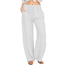 Women Pants, Summer, elastic waist, wideleg