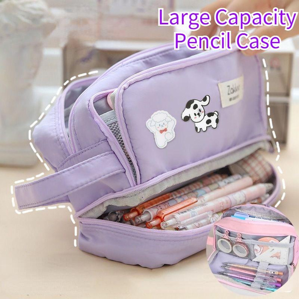 Large Capacity Double Layer Pencil Bag Aesthetic School Cases Girl Kawaii  Stationery Holder Bag Children Pen Case Students School Supplies Primary  School Junior High Schoolhigh School