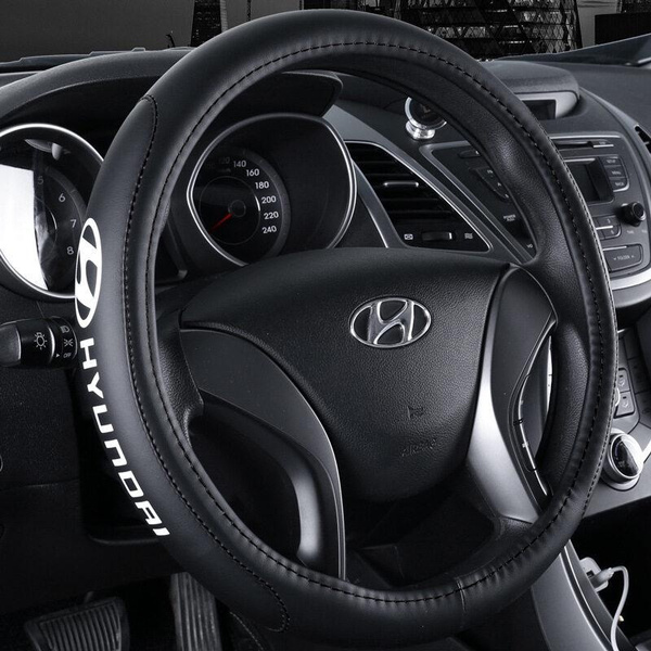 Car Genuine Leather Carbon Fiber Steering Wheel Covers For Hyundai