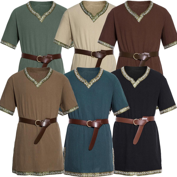 Medieval Men's Costume Halloween Renaissance Tunic Viking Knight Pirate ...