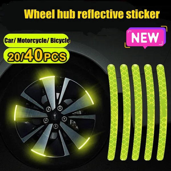 New 20/40Pcs Car Motorcycle Wheel Reflective Strips Colorful Hub Stickers  Car Styling Decal Sticker Auto Moto Decor Decals Accessories