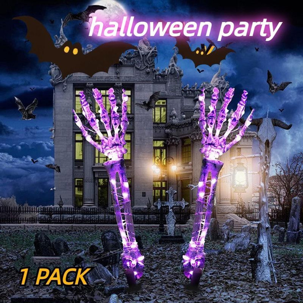 Lanterne Halloween Squelette Poisson Avec LED - Yeux Qui Brillent - Plastique/métal - Déco Orange