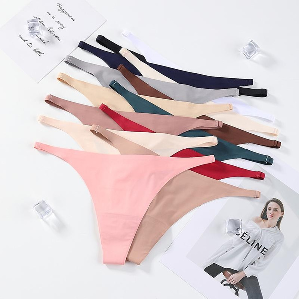 New Ice Silk Thong Sexy Panties Seamless G String Underwear Women