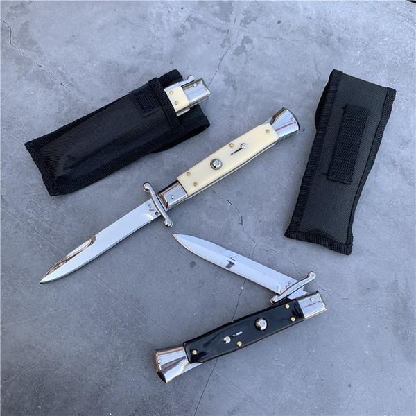 10 inches akc italy stiletto quick opening switch blade knife 440c