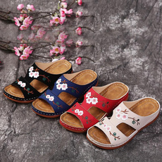 wedge, Sandals, Womens Shoes, embroideryflower