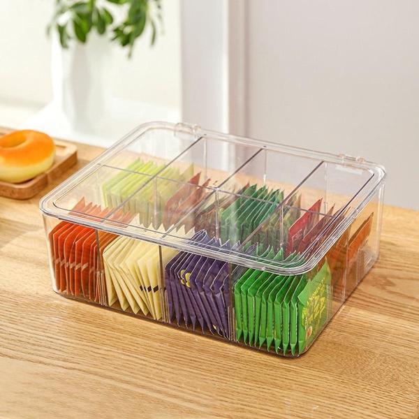 Small Tea Compartment Storage Box Household Tea Coffee Bag Organizer Office Milk Tea ...