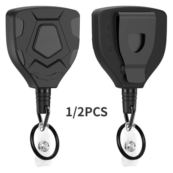 Heavy Duty Retractable Keychain with Belt Clip, Retractable ID Badge Reel,  Retractable Badge Holder with 31.5” Steel Cord and Key Ring, 9.0oz, 1/2Pack