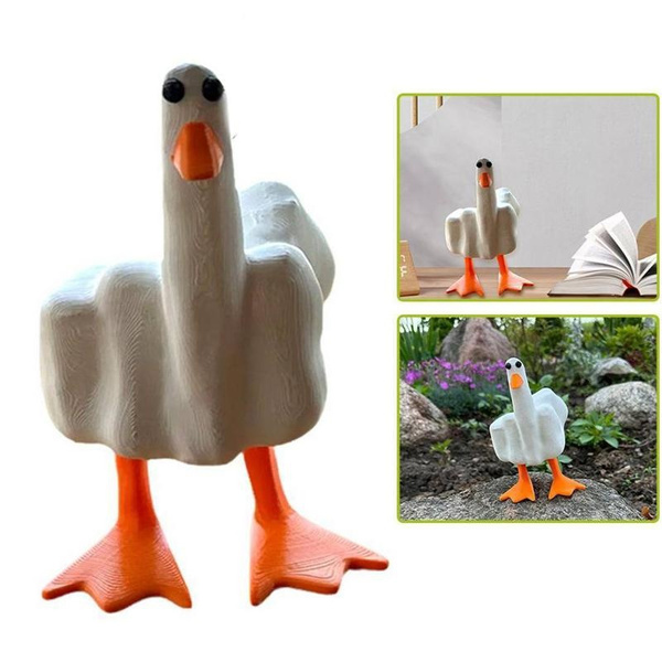 Funny Resin Little Middle Finger Duck Resin Figurine Ornament Sculpture  Statue