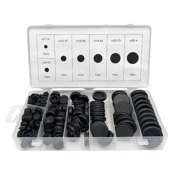 ECUDIS 170-Piece Rubber Grommet Assortment – Firewall Hole Plug Set, 7 Sizes, With Storage Case
