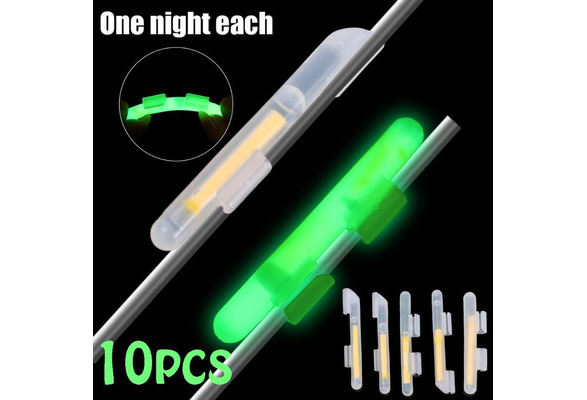 10pcs Fishing Glow Sticks for Pole Green Fluorescent Tubes Luminous Wand  Light Stick Clip on Fishing Rod Tip Fishing Tackle S M L XL