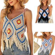 womenssleeveles, Summer, Tassels, Fashion