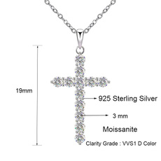 pendantsforwomen, 925 sterling silver necklace, moissanitejewelry, Cross Pendant