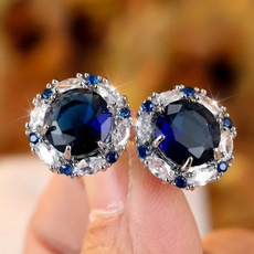 Sterling, Gemstone Earrings, Stud Earring, sapphireearring