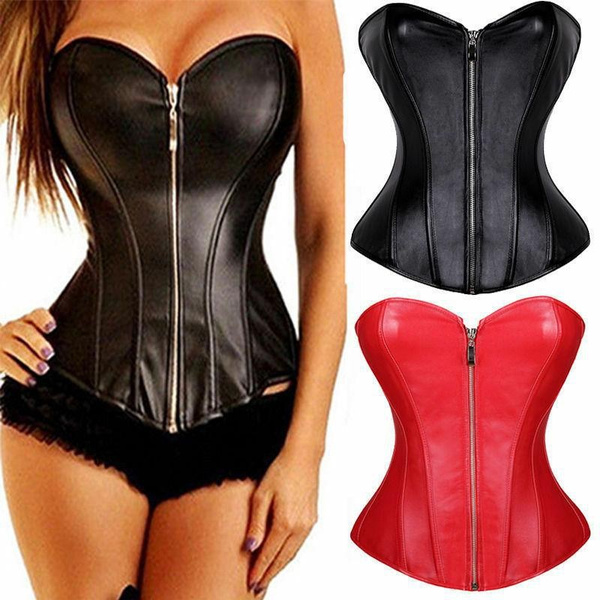 KUOSE Gotische steampunk basque bustehouder voor dames, kunstlederen spiraalvormige korsettop met stalen baleinen, Bruin-1, 38-40