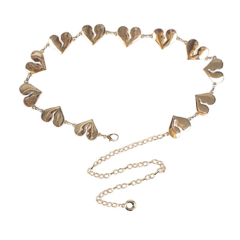 Lady Waist Chain Belt Waistband Metal Heart Shape Gold  display picture 1