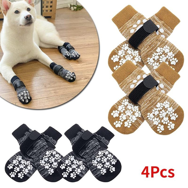 4pcs Anti Slip Dog Socks Dog Grip Socks Straps Traction Control