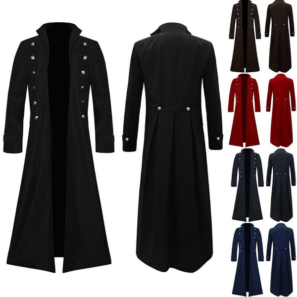 New Arriving Men Steampunk Vintage Long Jacket Coat Halloween Costume ...