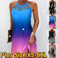 Summer, Plus Size, printed, sleevelesswomensdresse