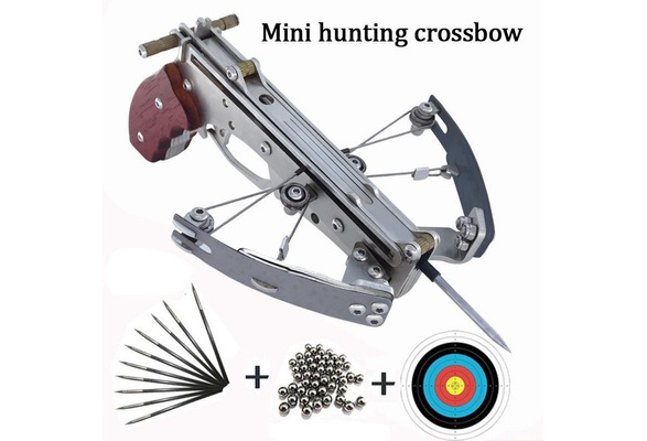 Shooting Toy Stainless Steel Mini Crossbow Outdoor Pocket Shooting Practice  Hunting Tool Gift Including Installation Tools Fire 4MM Arrow and 4MM