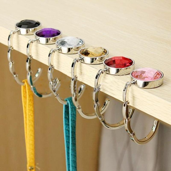 Portable Foldable Folding Crystal Alloy Purse Handbag Hook Hanger Bag Holder#