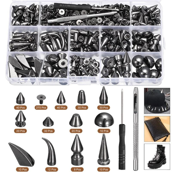 Craft Rivet Screw Back Studs and Spikes Kit with Tools Leather