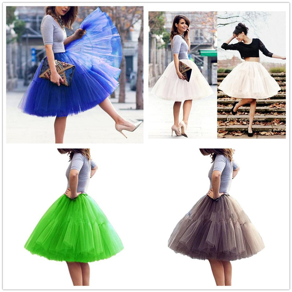ENbeautter Women's Tutu Tulle Skirts Good Quality 6 Layers High Elastic Ball Gow
