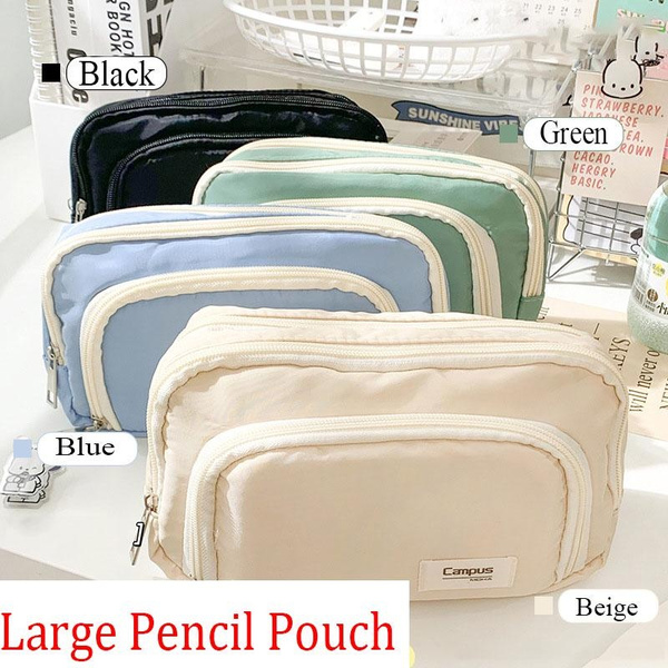 Big Capacity Pencil Case 3 Compartments Large Pencil Pouch Pen Bag Pencil  Box Holder Organizer Simple Storage Aesthetic Stationery Cosmetic for  Adults