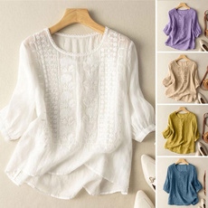 blouse, Women, embroideryshirt, Cotton